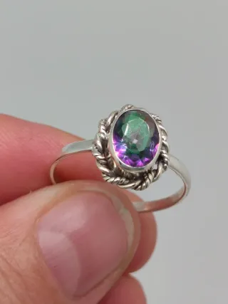 Anillo Plata 925 Topacio Místico Multicolor