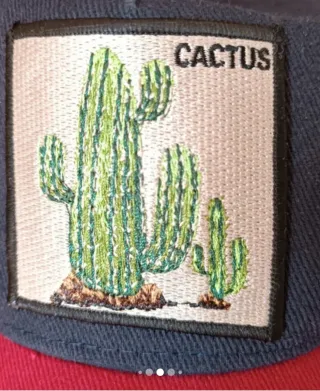Gorra Cactus Bordado Algodón Roja y Azul.