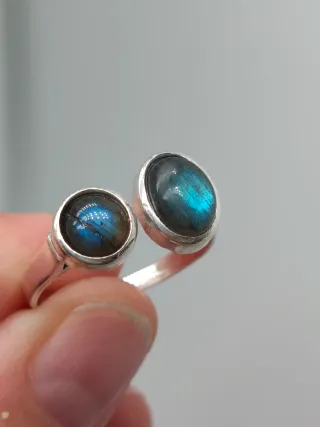 Anillo Plata 925 y Labradorita Ajustable