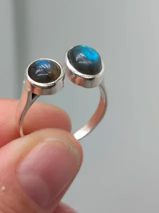 Anillo Plata 925 y Labradorita Ajustable