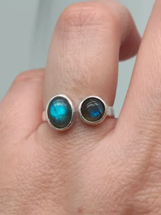 Anillo Plata 925 y Labradorita Ajustable