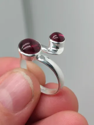 Anillo Plata 925 y Granate Ajustable