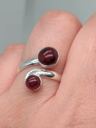 Anillo Plata 925 y Granate Ajustable