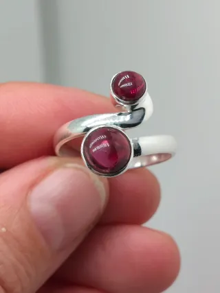 Anillo Plata 925 y Granate Ajustable