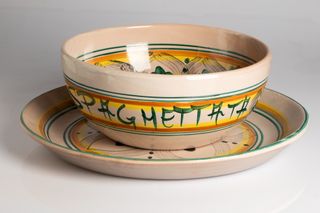 Piatto da portata Spaghetti ceramica dipinta