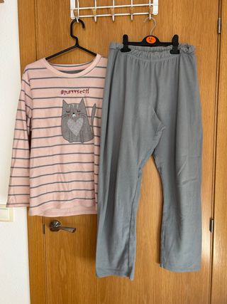 Pijama mujer rayas gato