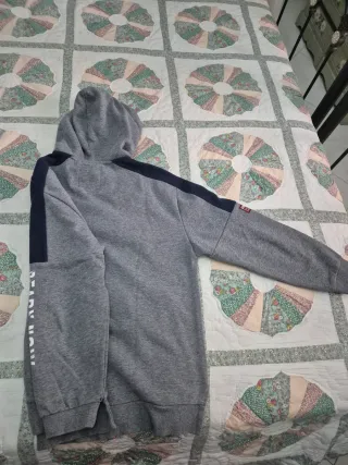 Felpa con cappuccio grigia e blu