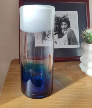 Vaso Murano in Cristallo Blu Trasparente