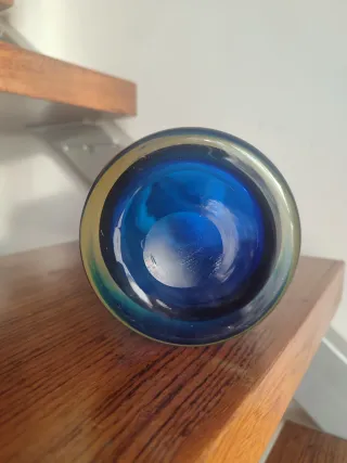 Vaso Murano in Cristallo Blu Trasparente