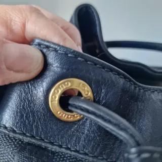 Bolso Gucci Negro Piel y Lona Original bandolera