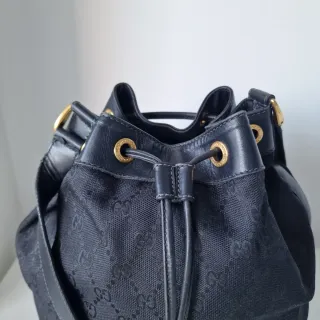 Bolso Gucci Negro Piel y Lona Original bandolera