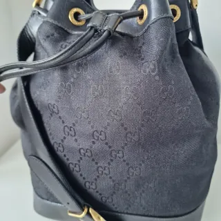 Bolso Gucci Negro Piel y Lona Original bandolera