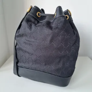 Bolso Gucci Negro Piel y Lona Original bandolera