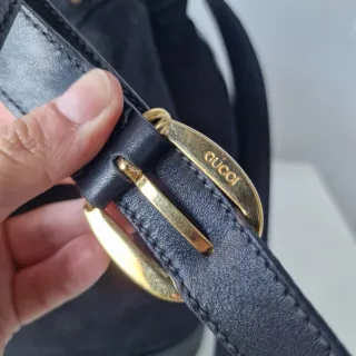 Bolso Gucci Negro Piel y Lona Original bandolera