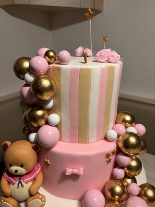 Torta scenografica rosa battesimo/compleanno