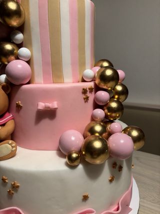 Torta scenografica rosa battesimo/compleanno