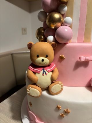 Torta scenografica rosa battesimo/compleanno