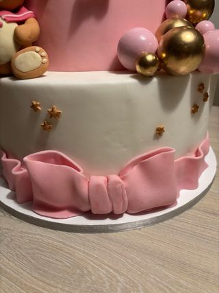Torta scenografica rosa battesimo/compleanno