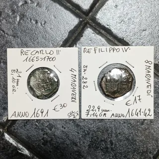 2 Monete Maravedí Carlo II e Filippo IV