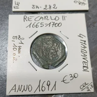 2 Monete Maravedí Carlo II e Filippo IV