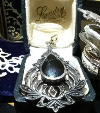 Colgante Plata y Azabache Vintage