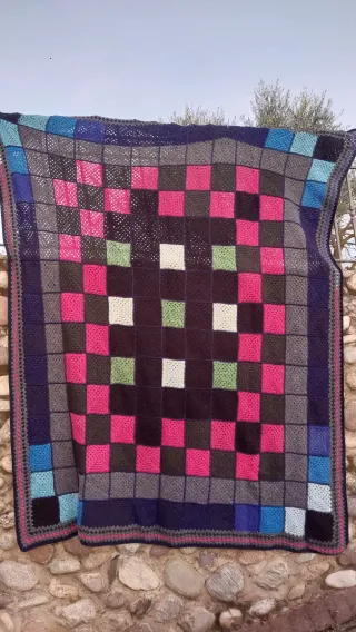 Coperta uncinetto pixel art Space Invader