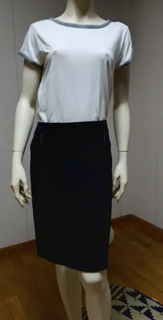 Falda Purificación García Negra Cremalleras