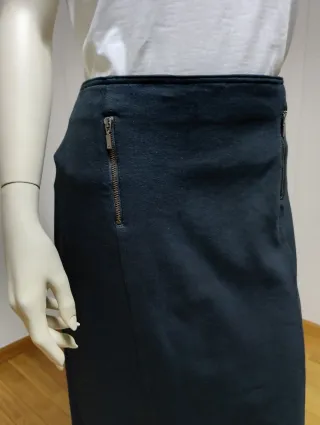 Falda Purificación García Negra Cremalleras