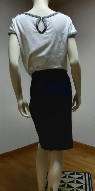 Falda Purificación García Negra Cremalleras