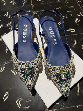 Zapatillas Guess Kitten Tacón Bajo Pedrería