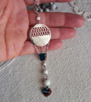 Collana S'agapo Acciaio con Perle Bianche