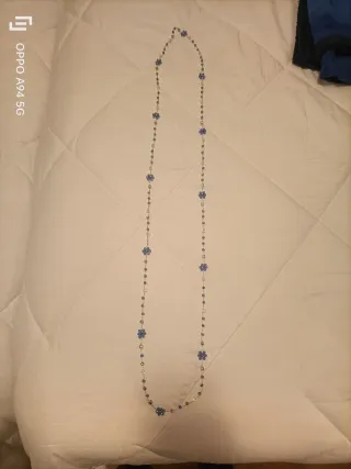 Collana donna con fiori azzurri e perline