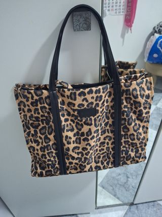 Bolso leopardo negro y marrón