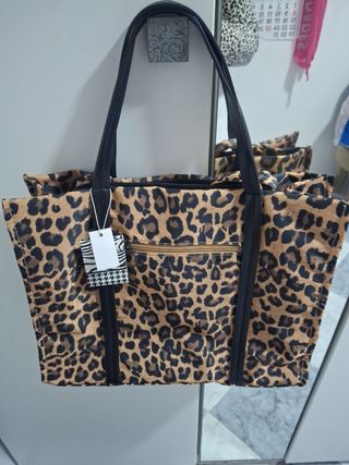 Bolso leopardo negro y marrón