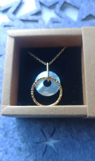 Collar Nácar y Acero Bañado en Oro