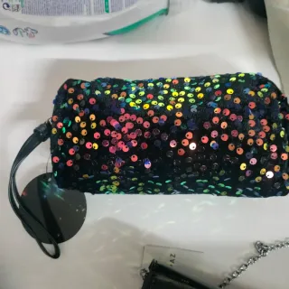 Bolso de mano fiesta lentejuelas negro multicolor