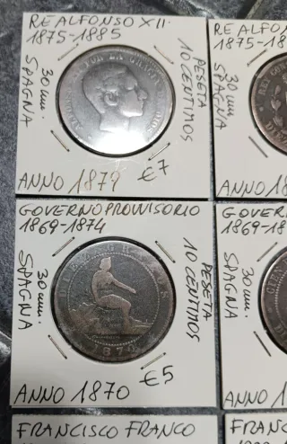 6 Monete: Alfonso XII, Governo P. Francisco Franco