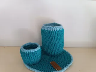 Bolso redondo floral azul