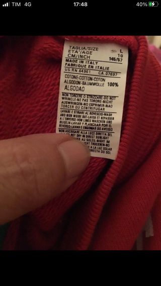 Felpa Benetton cotone 10 anni