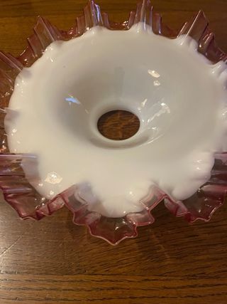 Paralume vintage vetro bianco e rosa