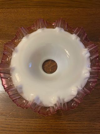 Paralume vintage vetro bianco e rosa