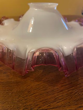 Paralume vintage vetro bianco e rosa