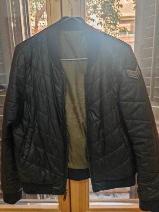 Chaqueta reversible IKKS negra/verde militar