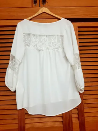 Blusa elegante blanca fiesta Talla L