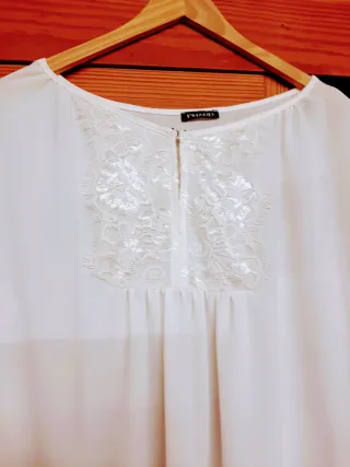 Blusa elegante blanca fiesta Talla L