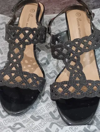 Sandalias Amor Amore Negras Talla 40