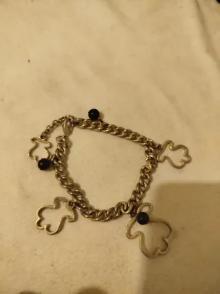 Pulsera antigua con ositos y perlas negras
