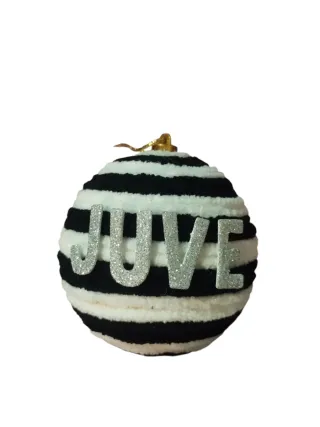 Pallina Natale Juve Tessuto Bianco Nero