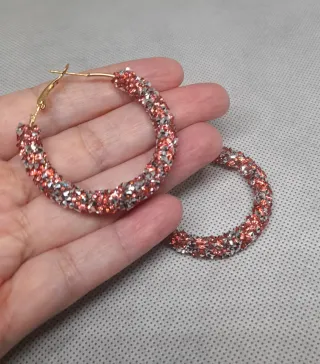 Pendientes Aro Fiesta Rojos y Plateados