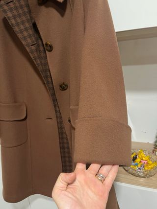 Cappotto Donna Vintage Lana Vergine Tg L Marrone